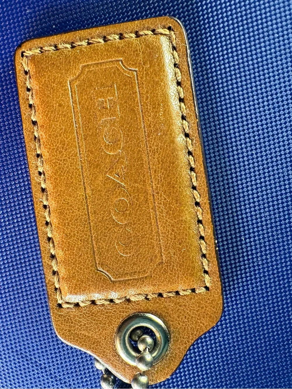 Coach Beige and Brown Leather Tag & Keychain Set